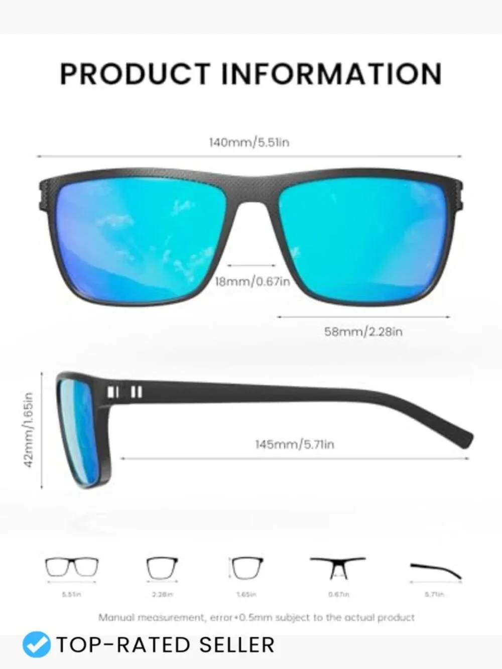Polarized Square Sunglasses: Classic Retro UV Protection for Men Women Fishing